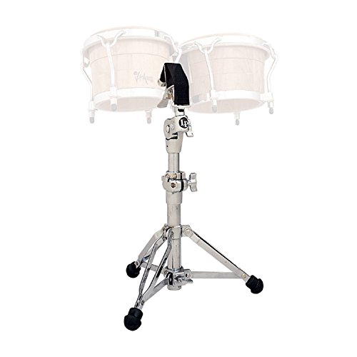 Lp Latin Percussion Bongoständer Camlock-Spannsystem, Höhenverstellbar, Doppelstrebig, Verchromt, L-Förmige Auflage, Lp330