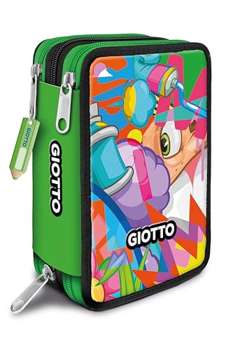 Giotto Astuccio Supermina 3 Zip Young Street Art, Verde