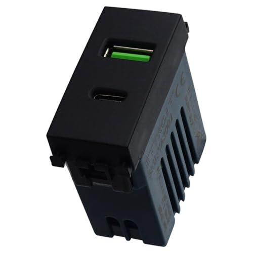 Modulo Doppia Presa Usb 2.0 Tipo A E Usb 3.1 Tipo C, 5Vdc 3,1A, Serie Venus, Nero, Compatibile Con Vimar Arke' - Ettroit Va3002