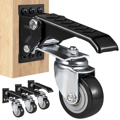Vevor Set Di Ruote Per Banchi Di Lavoro 4 Pezzi Con Freno A Pedale Capacità Carico Max. 74,8Kg, Ruote Girevoli Da 4 Pz Per Banco Di Lavoro Mobili Attr