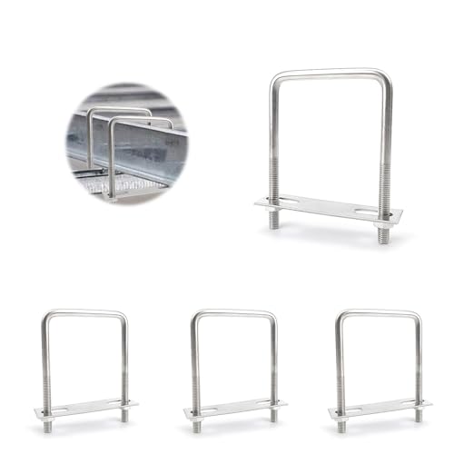 Hjiama Bullone A U M8 4 Pezzi, 70 X 110 Mm Bulloni A U In Acciaio Inox, Filettatura M8, Bullone Quadrato A U, Con Dado Di Chiusura, Per Fissare Tubi,
