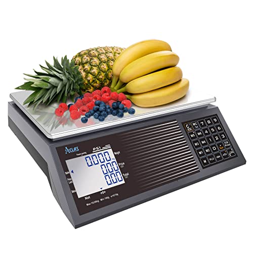 Aclas Bilancia Dei Prezzi Professionale 30Kg 10G Commerciale Bilancia Contapezzi Con Batteria Digitali Con Display Lcd A Doppio Schermo Per Cibo, Carn