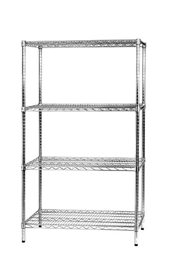 Archimede Sistema Componibile, Scaffale Quattro Ripiani, Grigio (Cromato), 91 X 61 X 160 Cm