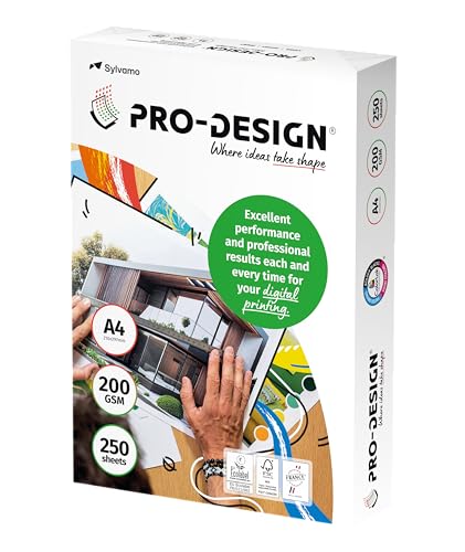 International Paper Prodesign - 250 Fogli Di Carta Da Stampa Bianca, 200 G, Formato A4, 29,7 X 21 Cm