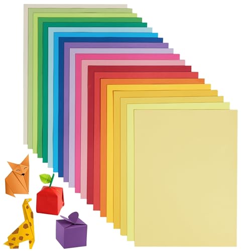 Carta Per Origami 180 Fogli, 20 Colori Vivaci A4 80 Gsm Carta Pieghevole Colorata Fronte-Retro Per Progetti Fai Da Te Per La Scuola, L'Arte E L'Artigi