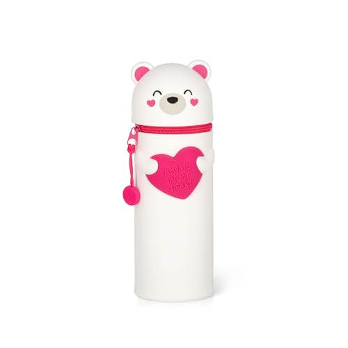 Legami - Kawaii Astuccio Scuola 2 In 1 In Morbido Silicone, Tema Teddy Bear, Portapenne Da Tavolo, Chiusura Con Cerniera, Penne Pastelli Pennarelli, H