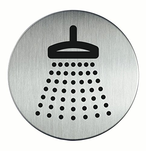 Durable 493823 - Pittogramma Tondo, Adesivo, Con Simbolo Serigrafatodoccia, Acciaio Inossidabile, Diametro 83 Mm, Argento Metallizzato