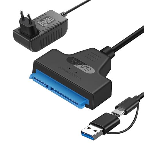 Cavo Dati Da Sata To Usb Adattatore Da Usb 3.0 A Disco Rigido Sata,Compatibile Con Dischi Rigidi Esterni E Interni Adattatori Ssd/Hdd Da 2,5 3,5 Polli