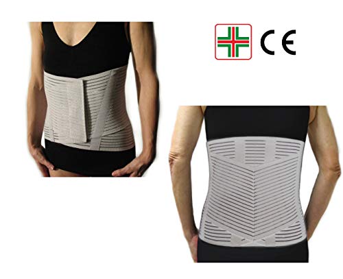 Corsetto Lombare Con Rinforzo A V -Grigio, M (76-86 Cm.)- Supporto Ortopedico Steccato, Fascia Cintura Addominale Con 6 Stecche, Tutore Per Schiena, B
