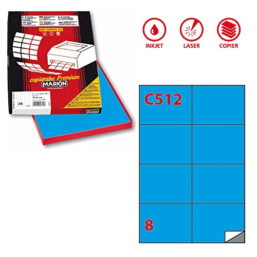 Etichetta Adesiva C/512 Blu 100Fg A4 105X74Mm (8Et/Fg) Markin