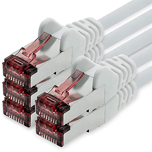 Freiwerk Cavo Di Rete Cat.6 5M Bianco - 5 X Cavo Ethernet Lankabel Cat6 Cavo Di Rete Lan Sftp Pimf Patchcable 1000 Mbit S Compatibile Con Cat5 Cat5E C