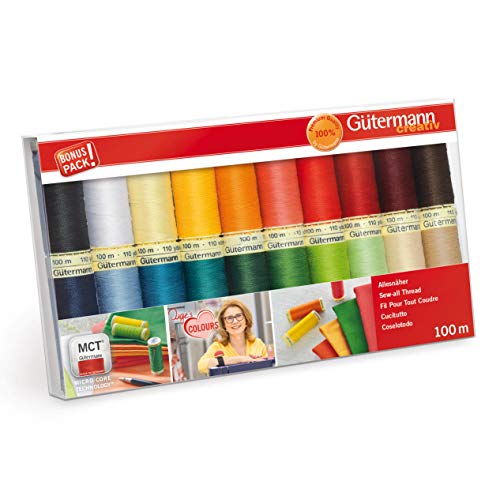 Gutermann 734610-1 - Set Di Fili Da Cucire, 100 M X 20 Bobine, Multicolore