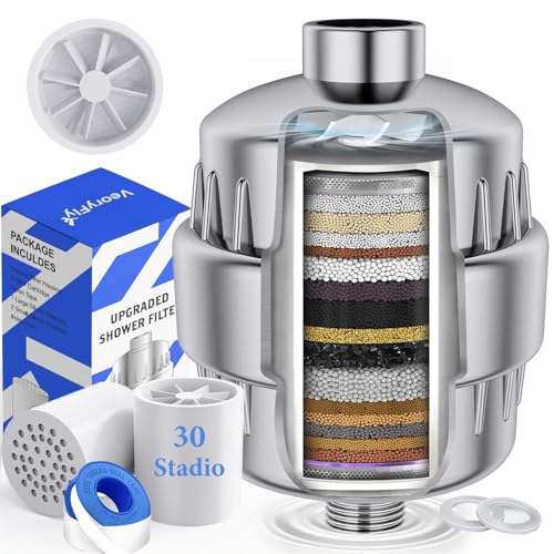 Veoryfly 30 Stadi Filtro Per Doccia - Filtro Anticalcare Doccia Con 2 Cartuccia Di Ricambio, Filtro Acqua Doccia Pour Rimuove I Metalli Pesanti Di Cal