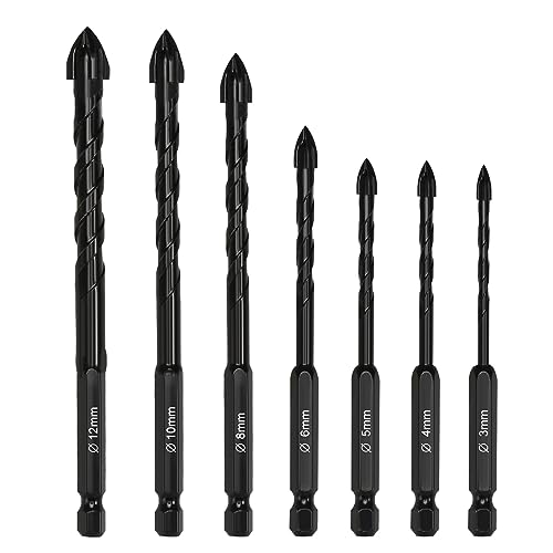 Punte Trapano Gres Porcellanato, Set Di 7 Pezzi Trapano Per Gres Porcellanato Professionale Per Calcestruzzo Mattoni Vetro Plastica Legno (3Mm,4Mm,5Mm