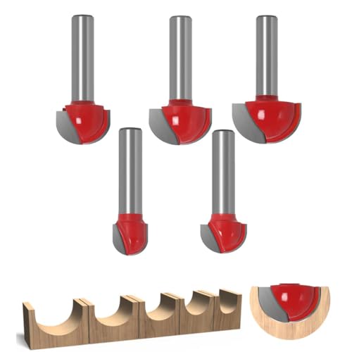 Aililong Set Di Frese Rotonde, 5 Pezzi, Frese Rotonde, Frese Per Lavorazione Del Legno, Con Gambo Da 8 Mm, Per Decorazioni Perfette E Lavori Di Precis