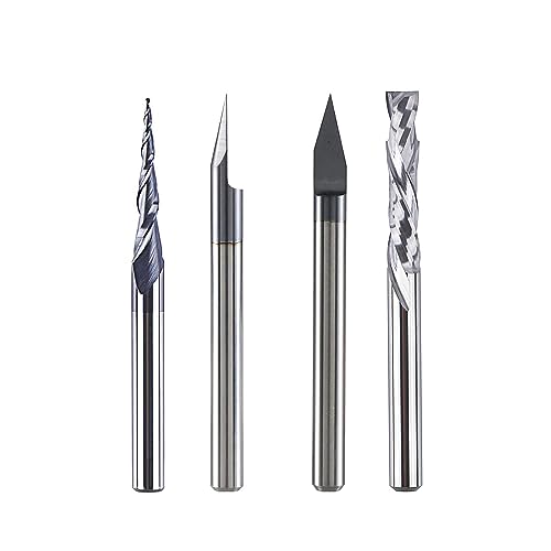 Spetool Set Di 4 Frese Da 3,175 Mm, Fusto In Metallo Duro Vhm Cnc, Fresa Per Legno, Fresa A V, Fresa Per Fresa Superiore Per Legno Incisione