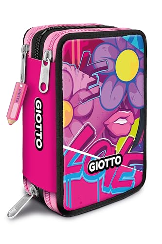 Giotto Astuccio Supermina 3 Zip Young Street Art, Rosa