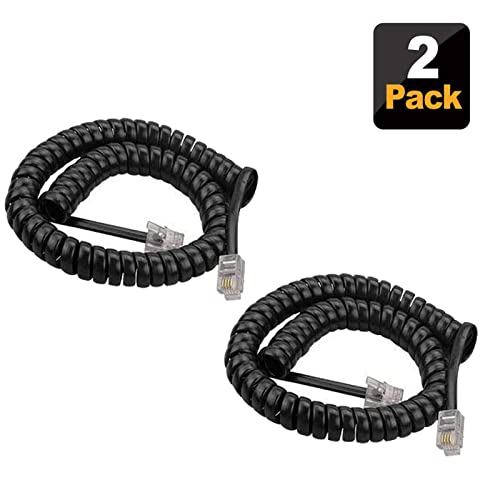 Hawaka Cavo Telefonico, Rj9 (4P4C), Cavo A Spirale, Cavo Telefonico Per Telefono Fisso Di Casa, Ufficio, Cavo Telefonico, Connettore Per Telefono Nero