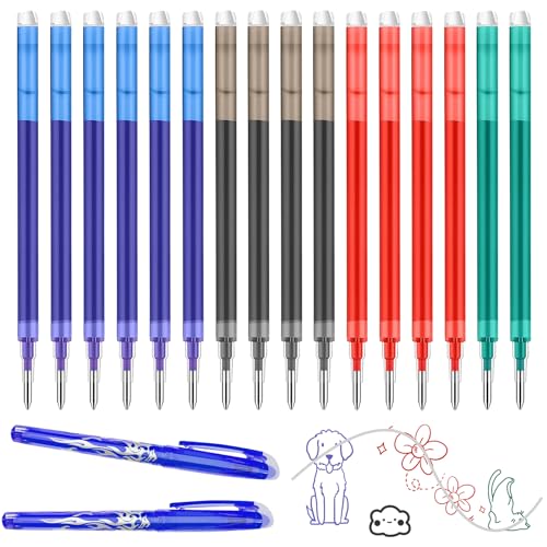 Set Di 16 Ricariche Penne Cancellabili Da 0,7 Mm(6 Blu,4 Nere,4 Rosse,2 Verdi),Ricariche Per Penna Gel,Ricarica Penna Cancellabile Compatibil Con Pilo