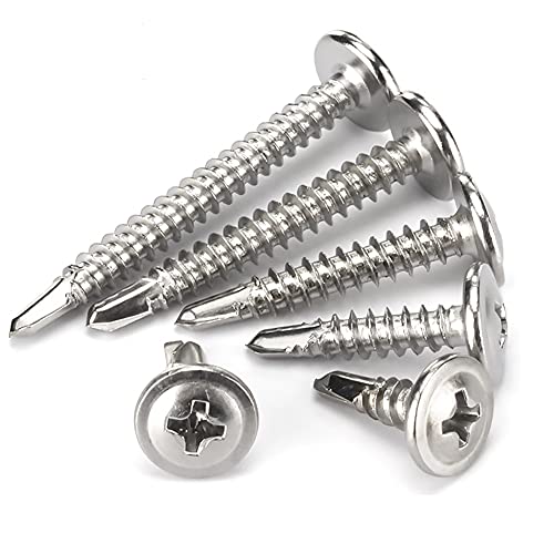Ansiedio Viti Autoperforanti Per Metallo, Viti Per Lamiera, Viti Autoperforanti A Testa Piatta Grande In Acciaio Inossidabile, M4.2×13Mm,20 Pcs