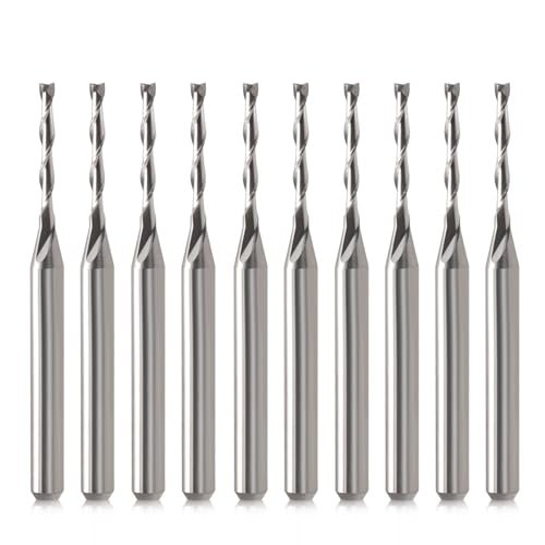 Punte Per Fresa Cnc 1/8" Gambo Cnc Bit End Mill 1/16" Taglio Diapositiva Naso Piatto Metallo Duro Mulino Doppio Flauto Spirale Upcut Fresa Set Di Attr