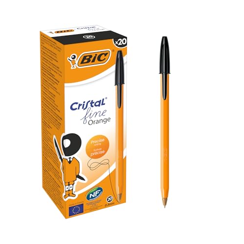 Bic Penne A Sfera Cristal Original Fine, Set Penne Economiche Scuola E Ufficio, Punta Fine (0.8Mm), 20 Unità