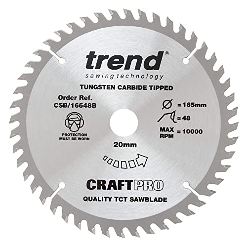 Trend Lama Per Sega Circolare Craftpro Trimming Crosscut Tct, Diametro 165 Mm X 48 Denti X Foro 20 Mm, Punta In Carburo Di Tungsteno, Csb/16548B