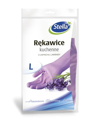 Stella Guanti In Gomma Da Cucina, 1 Paio/Taglia L, Profumo Di Lavanda/Gomma, Guanti Per La Pulizia Della Casa E Della Cucina, Impermeabili, Colore: Vi