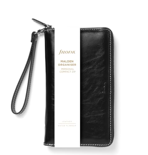 Filofax Personal Compact Zip W/Wristlet Malden Organizer - Nero