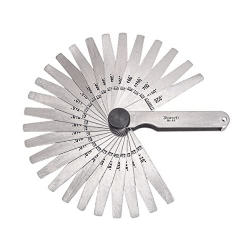 Starrett 66T Spessore Gage Set Con Foglie Affusolate, 0.0015 – 0,1 Cm, Spessore 3 – 1/81,3 Cm Di Lunghezza, 26 Fogli