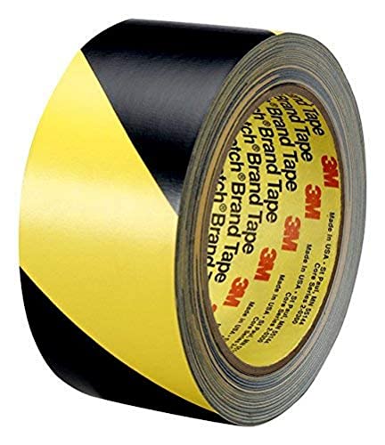 3M Nastro Per Strisce Di Sicurezza 5702, 50 Mm X 33 M, 0.14 Mm, 24 Pezzi, Nero/Giallo