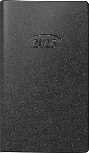 Brunnen Agenda Tascabile Modello 751 (2025), 2 Pagine = 1 Mese, A6, 32 Pagine, Copertina In Plastica Artistico, Nero