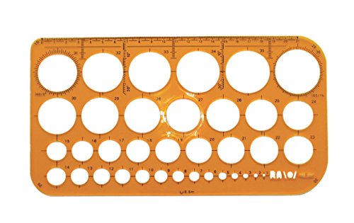 Graphoplex - Set Di Anelli Per Cerchi, 36 Cerchi Da 1 A 36 Mm, Colore: Arancione Trasparente