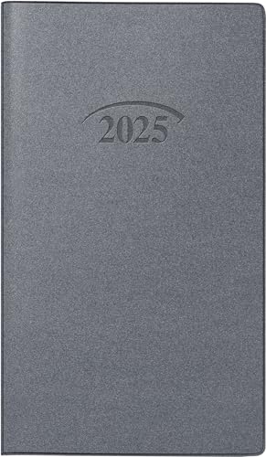 Brunnen Agenda Tascabile Modello 751 (2025), 2 Pagine = 1 Mese, A6, 32 Pagine, Copertina In Plastica Artistico, Argento
