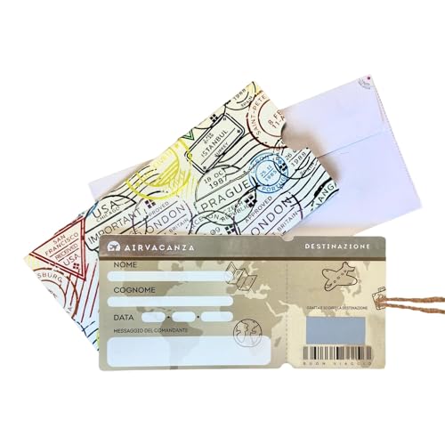 Lina Officine Grafiche Creative Biglietto Regalo Viaggio Formato 21 X 10 Cm Con Busta Porta Biglietto