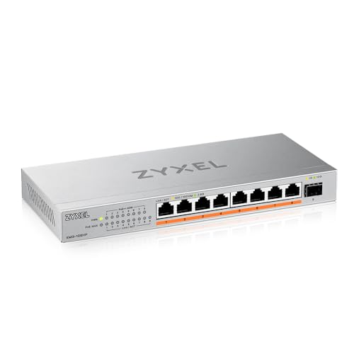 Zyxel Switch Non Gestito Poe 2.5G Multi-Gig A 8 Porte @ 100W Con 8 X Poe++ (60W) | 1 X 10G Sfp+ | Montaggio Desktop O A Parete [Xmg-108Hp]