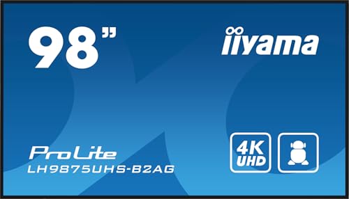 Iiyama Prolite Lh9875Uhs-B2Ag - Display Digitale Da 247,7 Cm, 97,5" Ips Led Panel 4K Uhd Vga Dvi Hdmi Dp In/Out Daisychain Usb2.0 Rs-232C Rj45, Lettor