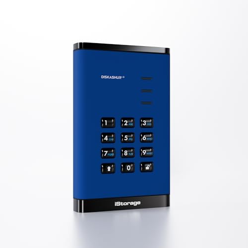 Istorage Diskashur3 Ssd 1Tb Blu - Unità A Stato Solido Portatile Sicura - Protetta Da Password - Resistente Alla Polvere E All'Acqua - Crittografia Ha