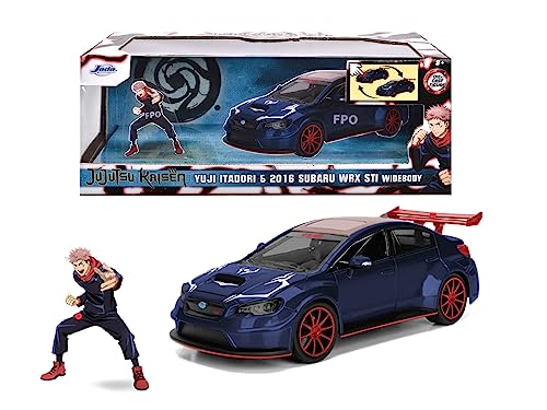 Jada Toys Jujutsu Kaisen Figura Yuji Itadori Con Modellino Auto 2016 Subaru Wrx Sti Wideboy – Set Di Action Figure (7 Cm) E Auto Giocattolo (20 Cm) Pe