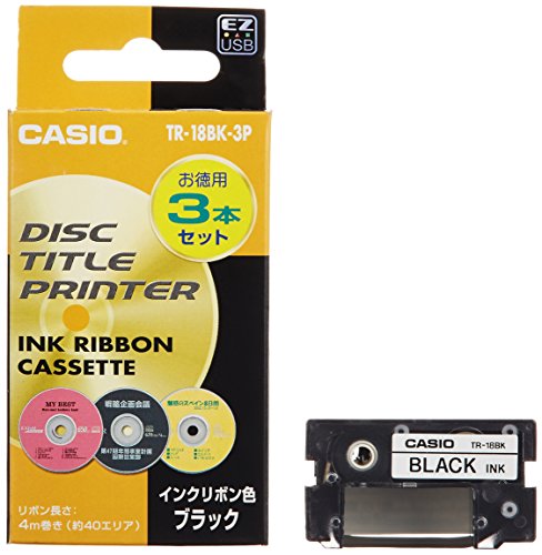 Casio Disc Title Printer Ink Ribbon Tr-18Bk-3P Black 3 Pieces