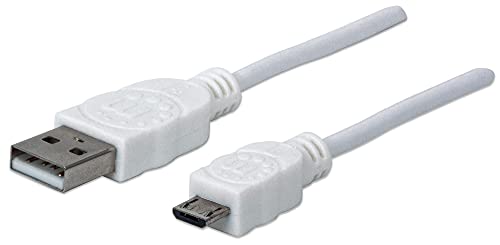 Manhattan 324069 Cavo Di Collegamento (Hi Speed Usb 2.0 A Maschio/Usb Micro B Maschio), 1,8 M Bianco