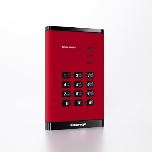 Istorage Diskashur3 Ssd 1Tb Rosso - Unità A Stato Solido Portatile Sicura - Protetta Da Password - Resistente A Polvere E Acqua - Crittografia Hardwar