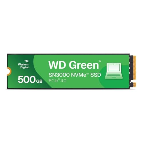 Western Digital Wd Green Sn3000 Nvme Ssd Interno Da 500 Gb, Unità A Stato Solido Gen4 Pcie, M.2 2280, Fino A 5.000 Mb/S - Wds500G4G0E