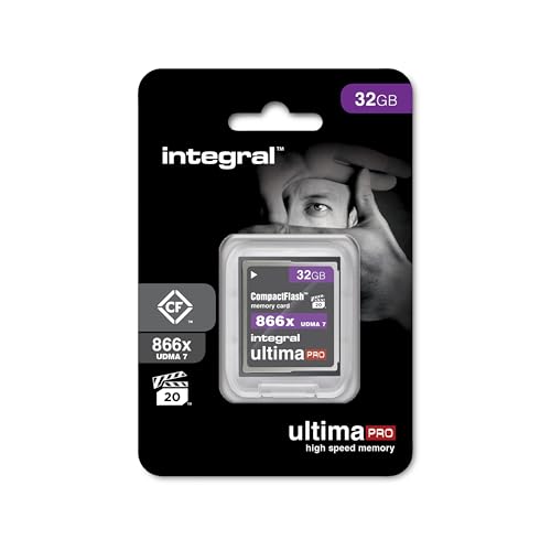 Integral - Scheda Di Memoria Flash Compatto Da 32 Gb, Udma-7, 866X Speed Vpg-20, 130 Mb/S In Lettura E 45 Mb/S In Scrittura, Scheda Professionale Ad A