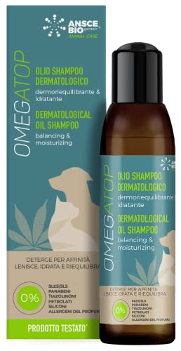 Omegatop Olio Shampoo Per Cani – Sollievo Da Prurito E Secchezza – Formula Delicata E Igienizzante Per Pelli Sensibili – 200 Ml