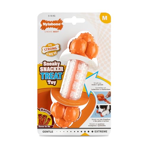 Nylabone, Sneaky Snacker, Gioco Per Cani Testurizzato Con Croccantini, Gusto Bacon, Medio - Per Cani Fino A 16 Kg
