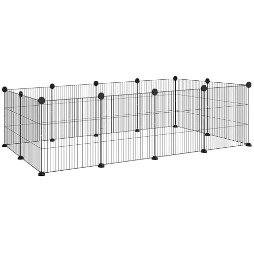 Pawhut Recinto Per Animali Di Piccola Taglia Modulabile Con Pannelli E Accessori, Gabbia Per Ricci Da Interno In Acciaio, Per Porcellini D'India E Ric