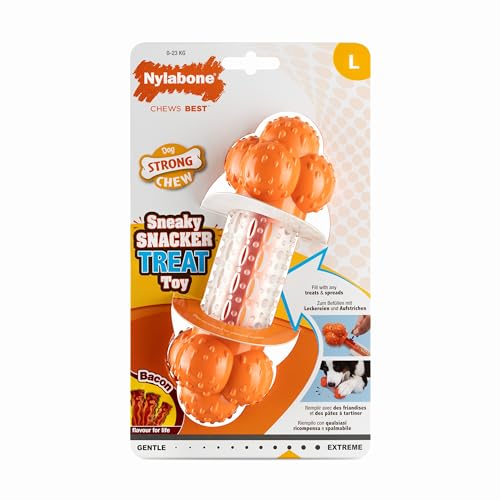 Nylabone, Sneaky Snacker, Gioco Per Cani Testurizzato Con Croccantini, Gusto Bacon, Grande - Per Cani Fino A 23 Kg (50 Lbs)