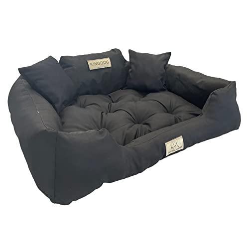 Kingdog Letto Per Cani E Gatti Cuccia Due Cuscini Divano Per Animali Lavabile E Impermeabile (L 100X75Cm, Nero)