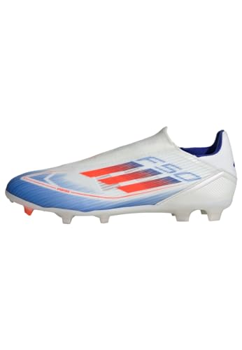 Adidas F50 League Laceless Football Boots Firm Ground, Scarpe Da Calcio Unisex-Adulto, Cloud White/Solar Red/Lucid Blue, 46 Eu